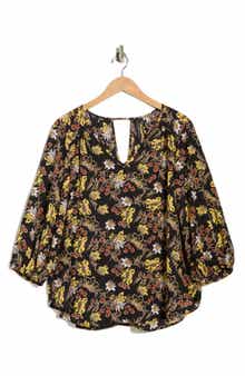 Renee C Floral Back Keyhole Top