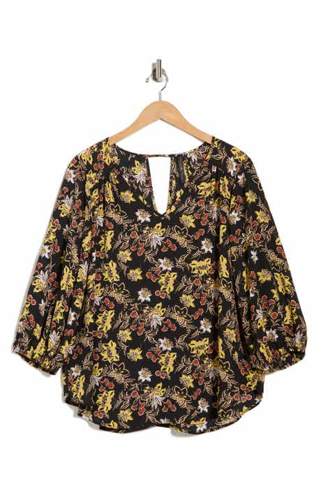 Renee C Floral Back Keyhole Top