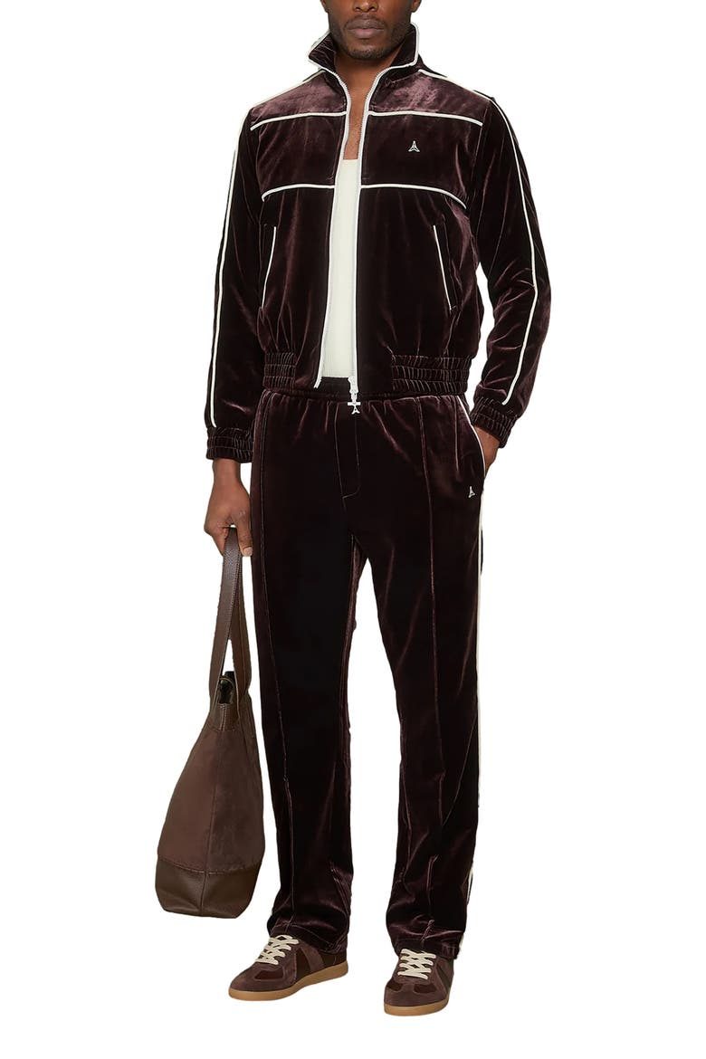 Eiffel Velour Track Pants, Alternate, color, Brown