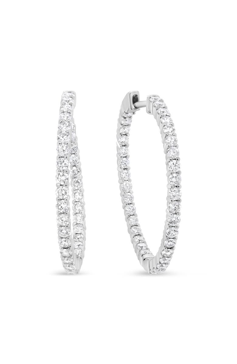 Haus of Brilliance 18K White Gold 3 5/8 Cttw Round Diamond Curved Inside-Outside Hoop Earrings, Main, color, White