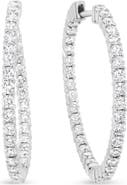 Haus of Brilliance 18K White Gold 3 5/8 Cttw Round Diamond Curved Inside-Outside Hoop Earrings