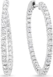 Haus of Brilliance 18K White Gold 3 5/8 Cttw Round Diamond Curved Inside-Outside Hoop Earrings