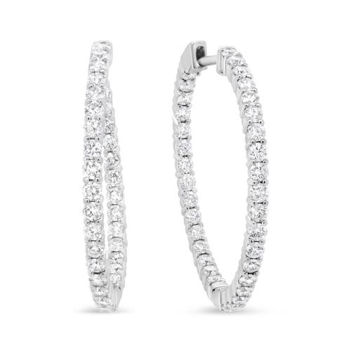 Haus Of Brilliance 18k White Gold 3 5/8 Cttw Round Diamond Curved Inside-outside Hoop Earrings