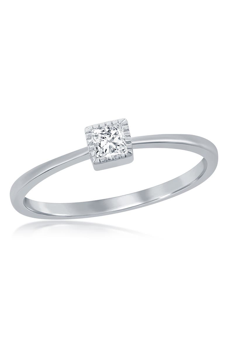 SIMONA Sterling Silver Bezel Set Square CZ Ring, Main, color,