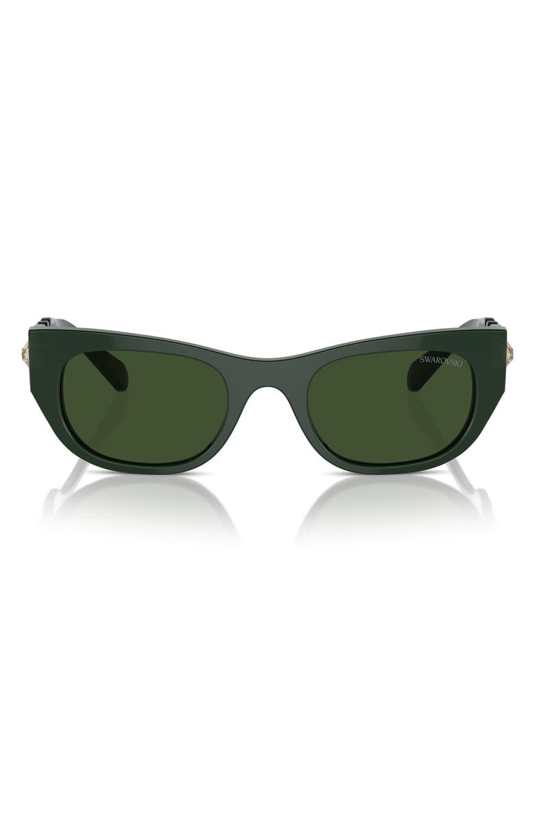 Swarovski 53mm Pillow Sunglasses, Main, color, Dark Green