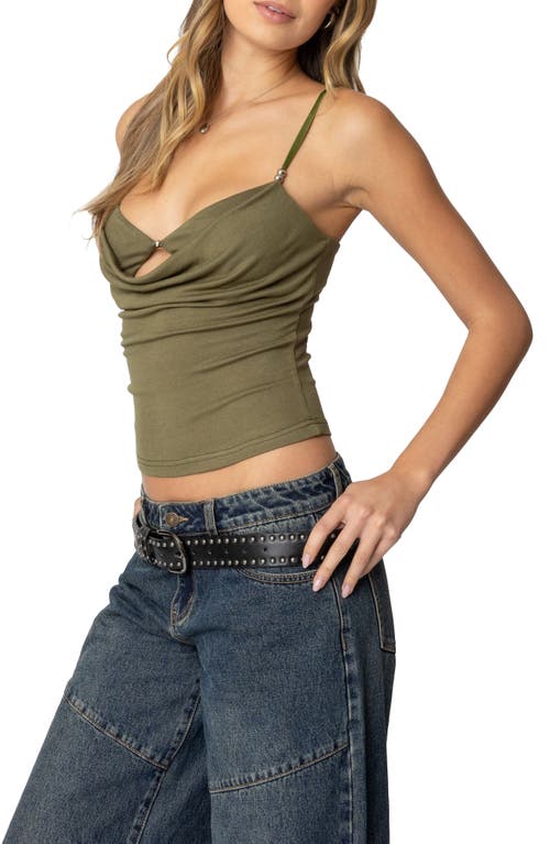 Shop Edikted Layered Cowl Neck Camisole In Green
