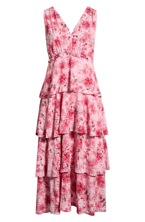 Tiered Ruffle Seersucker Maxi Dress (Plus)