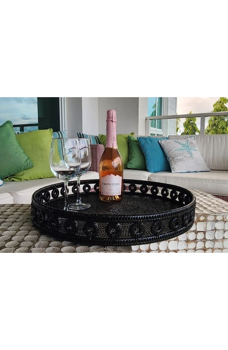 Artifacts Trading Company<sup>™</sup> Artifacts Rattan Inna Design Round Tray, Alternate, color, Tudor Black