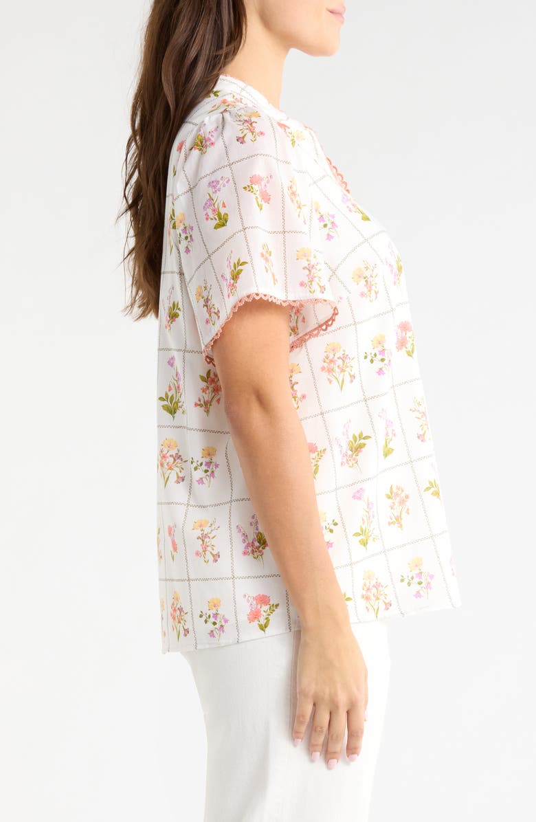 SUGARLIPS Diane Floral Print Top, Alternate, color, Coral-Multi