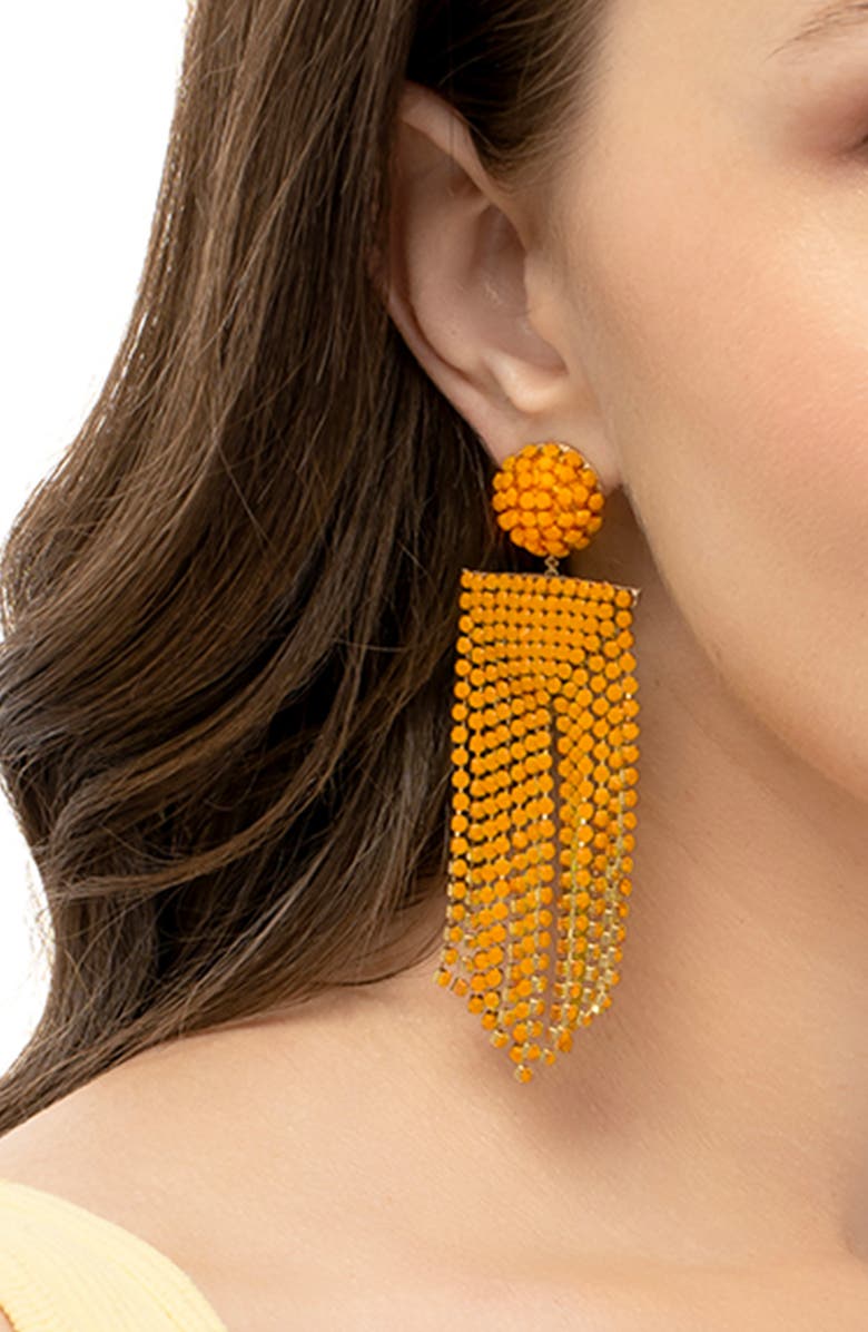 Deepa Gurnani Fanning Drop Earrings, Alternate, color, Orange