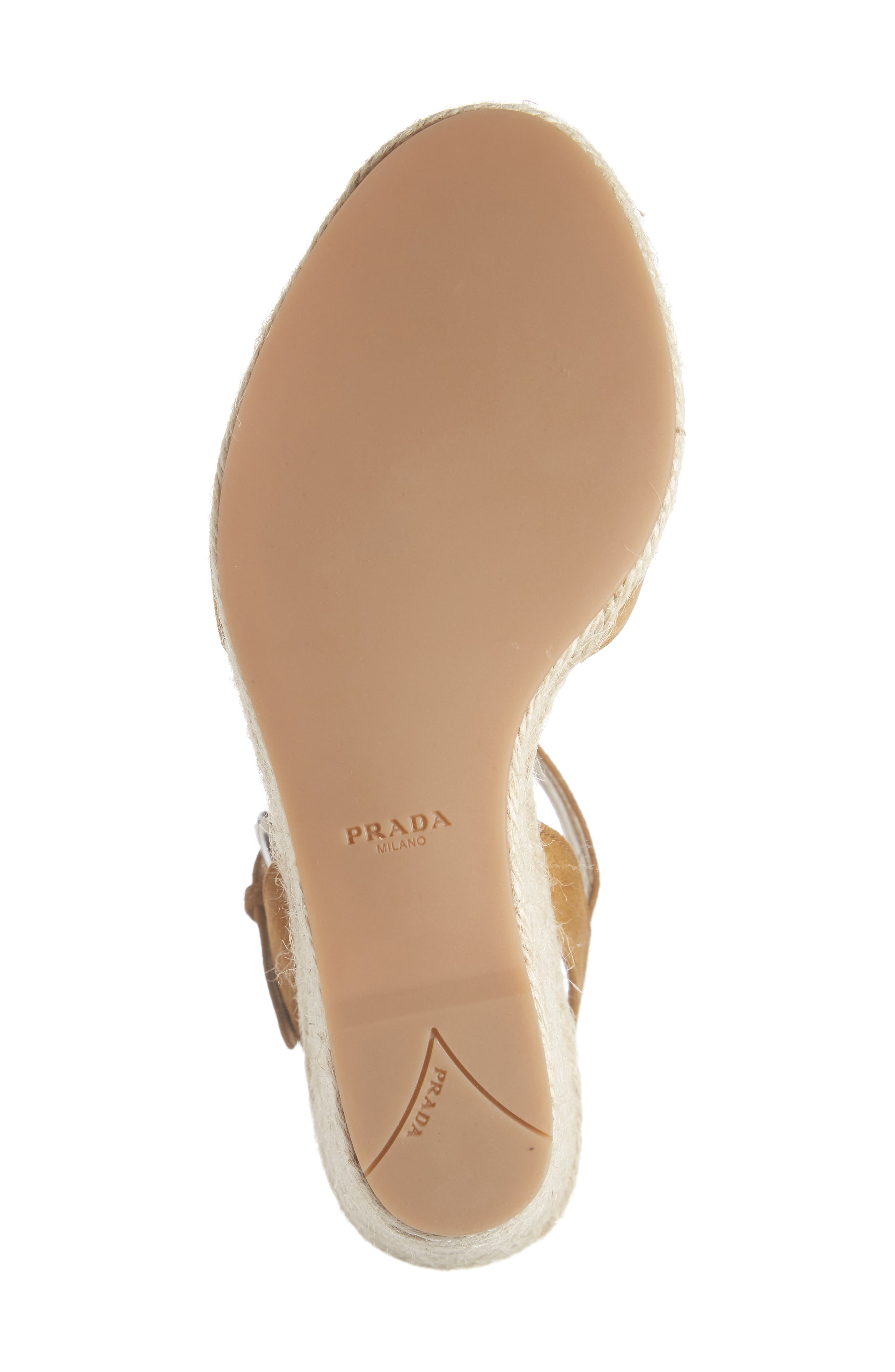 Prada Raffia Wedge Sandal, Alternate, color, 