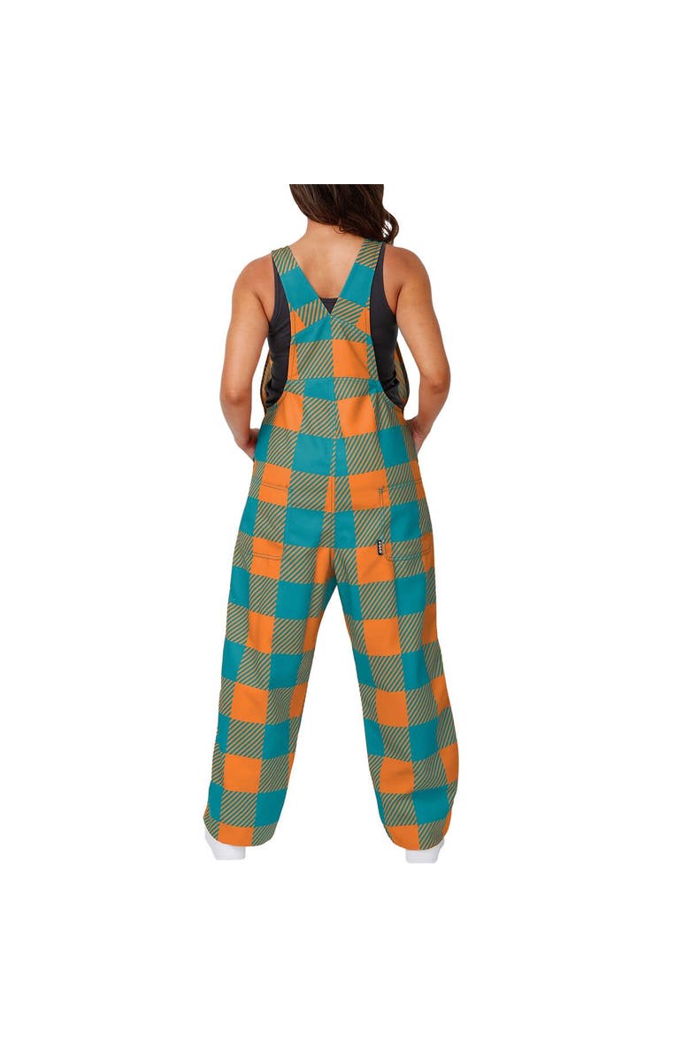 FOCO Women's FOCO  Aqua Miami Dolphins Big Logo Plaid Overalls, Alternate, color, 
