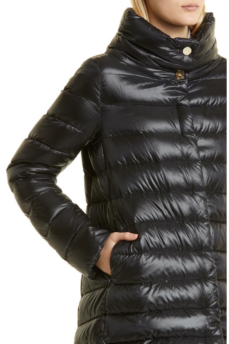 Amelia Water Repellent Down Puffer Coat, Alternate, color, BLACK