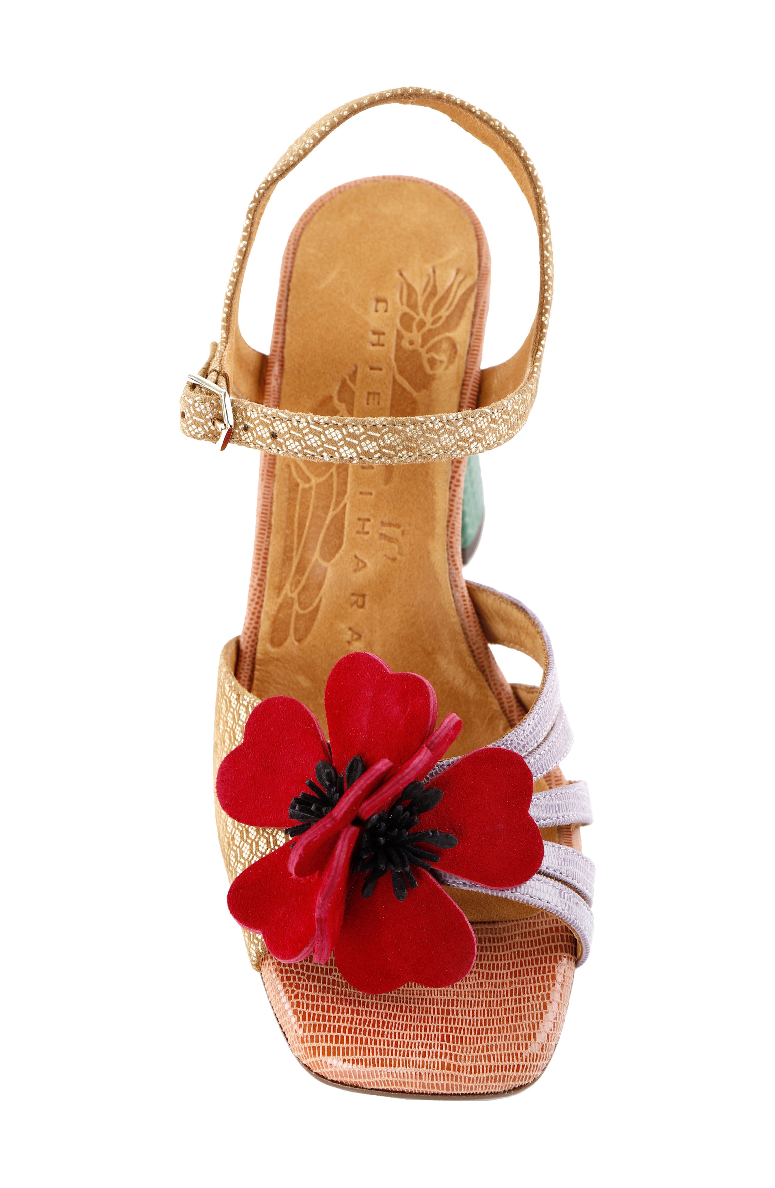 Chie Mihara Flower Appliqué Sandal, Alternate, color, 