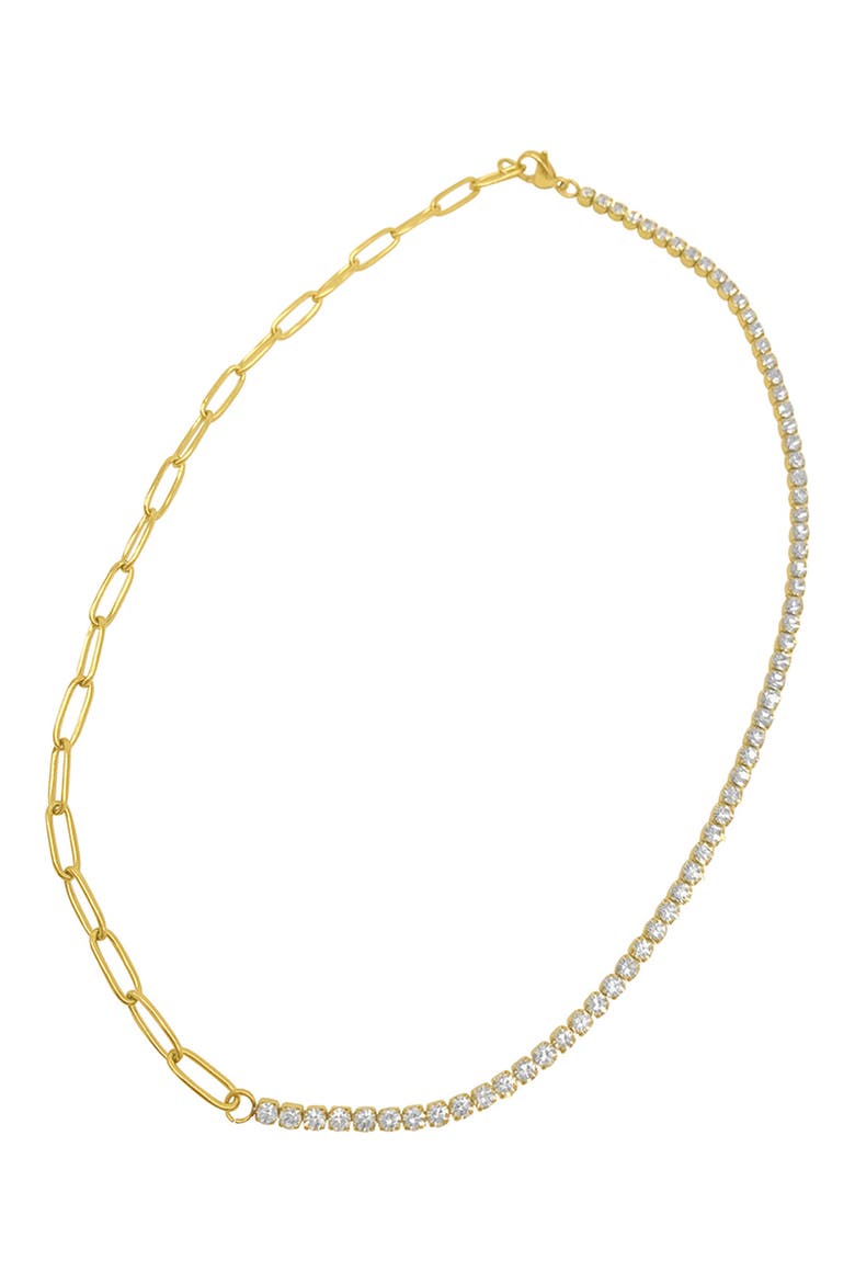 Water Resistant Half Tennis & Paperclip Chain Necklace, Main, color, YELLOW