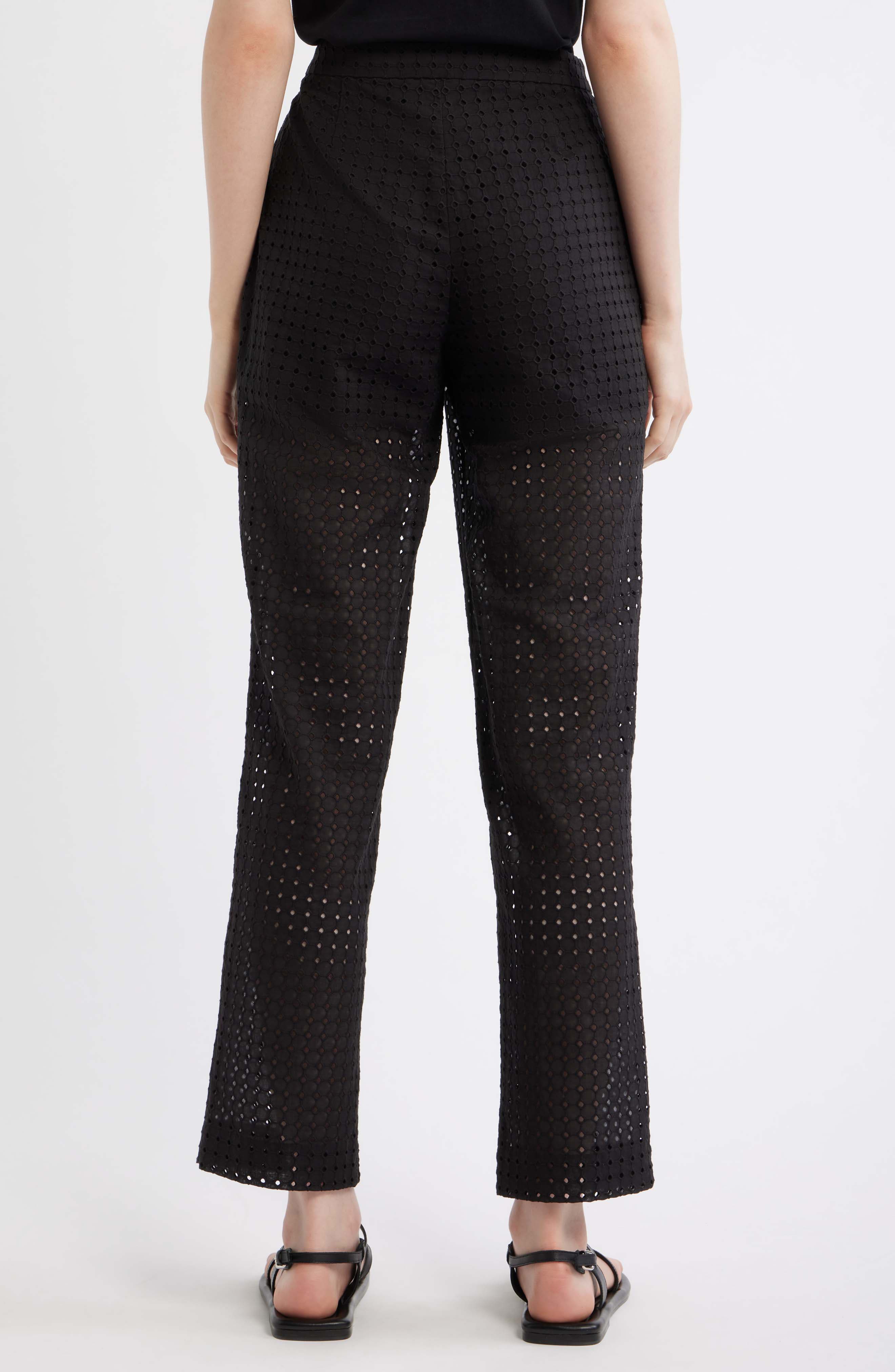 Eyelet Embroidered Cotton Pants - image 2