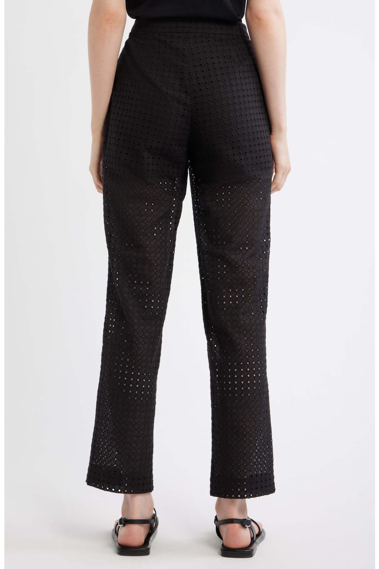 Eyelet Embroidered Cotton Pants, Alternate, color, BLACK