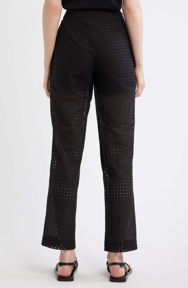 Theory Eyelet Embroidered Cotton Pants, Alternate, color, Black