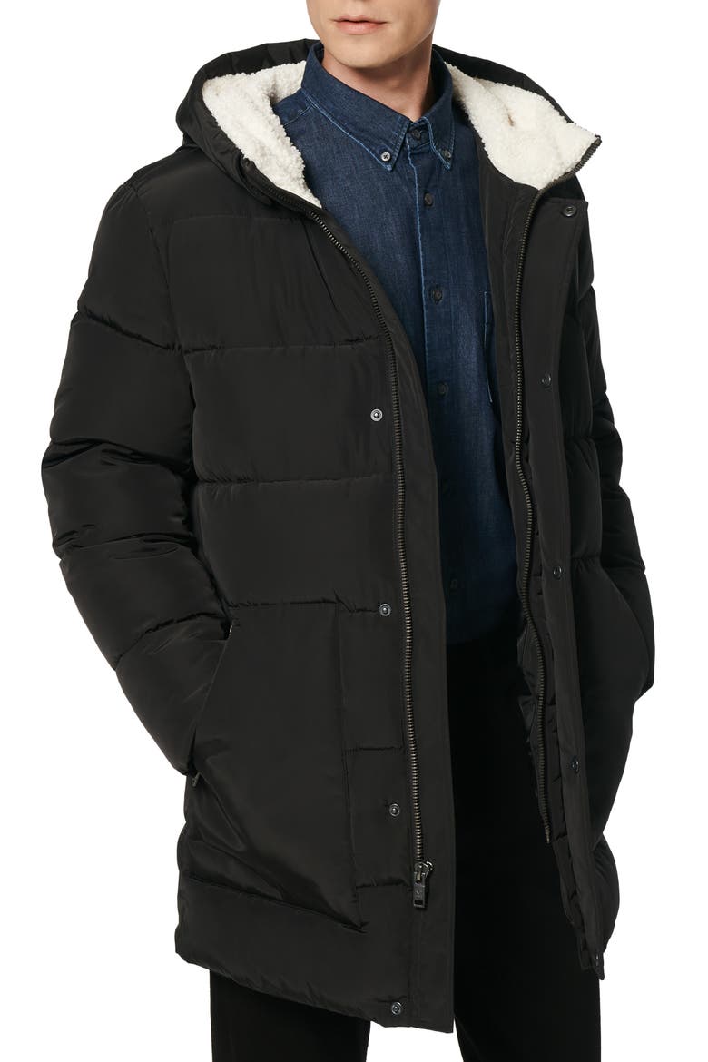 Water Resistant Puffer Coat, Main, color, BLACK