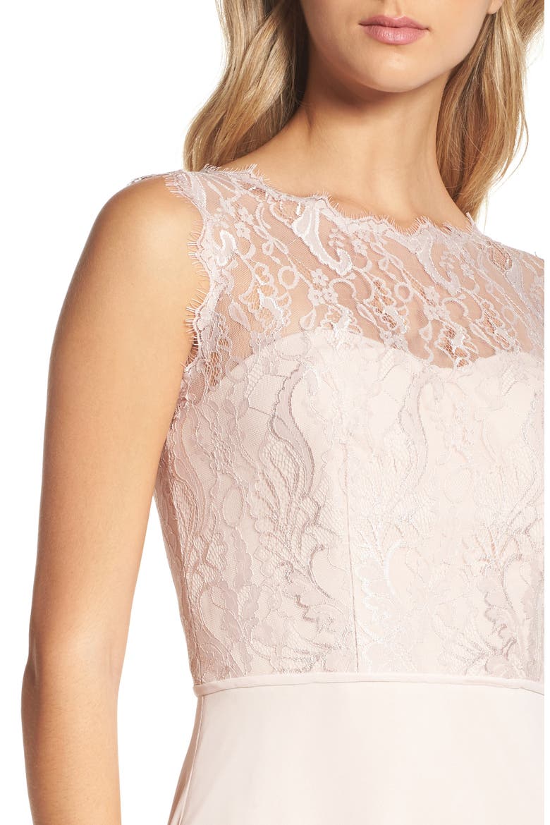 Lace & Chiffon A-Line Gown, Alternate, color, ROSE BLUSH CASHMERE