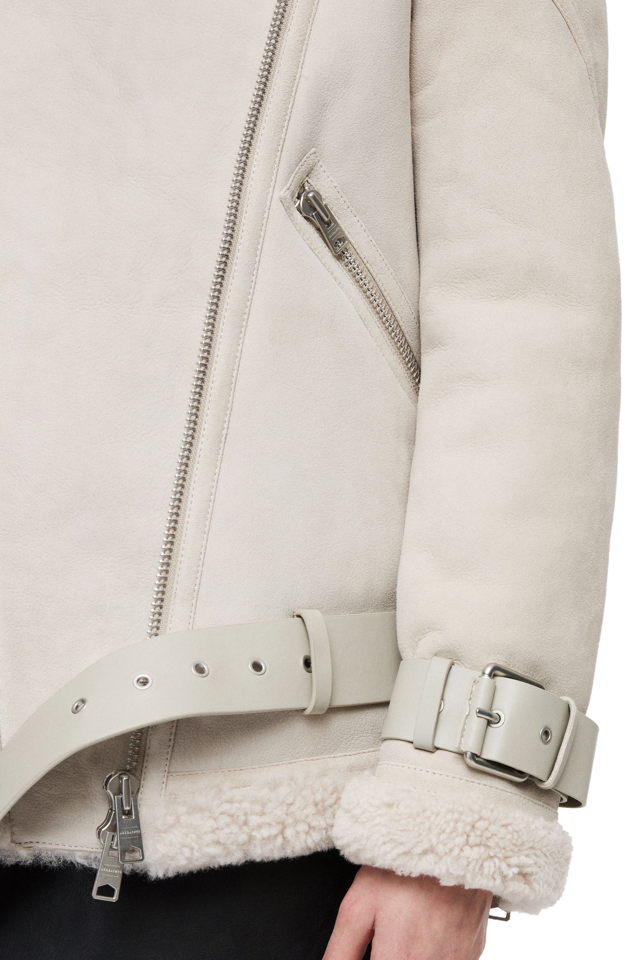AllSaints Hawley Genuine Shearling Jacket (Women) | Nordstromrack