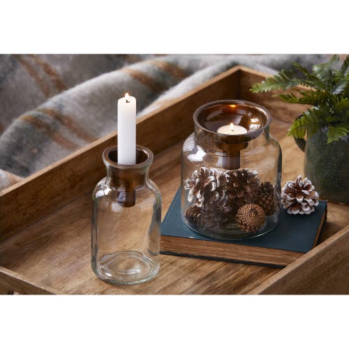 Tag Mercantile Clear Glass Tealight Taper Candle Holder In Transparent