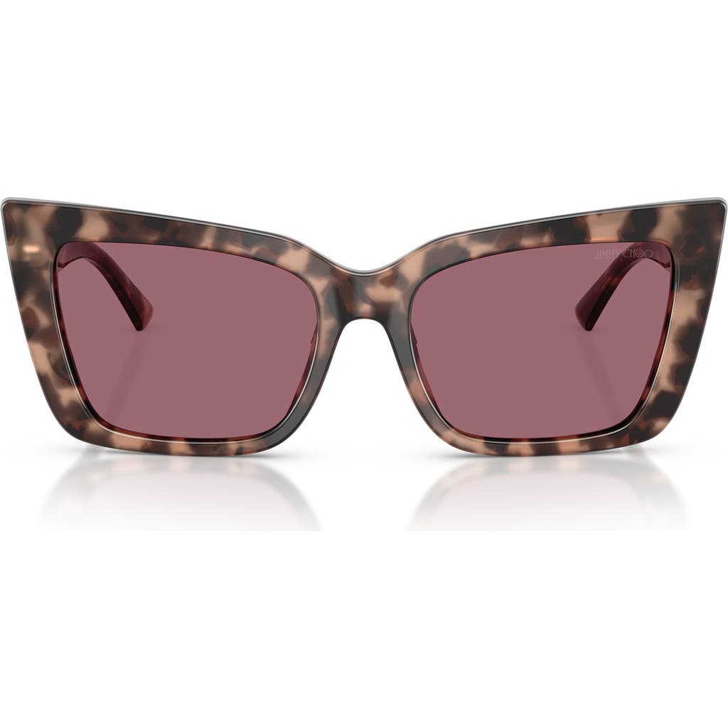 Jimmy Choo 54mm Butterfly Sunglasses In Opal Pink Havana/violet