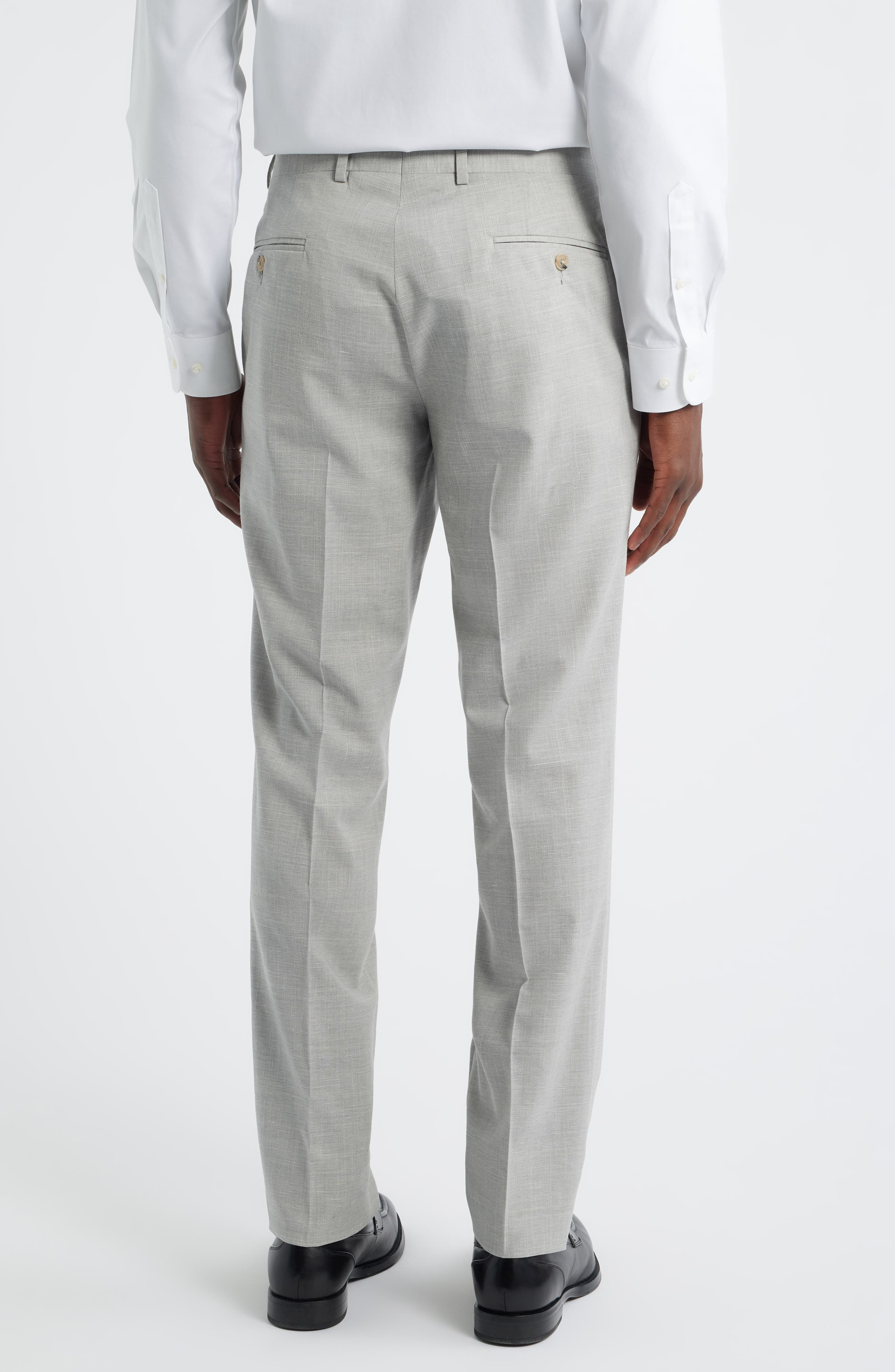 Piero Flat Front Stretch Cotton & Wool Pants - image 2