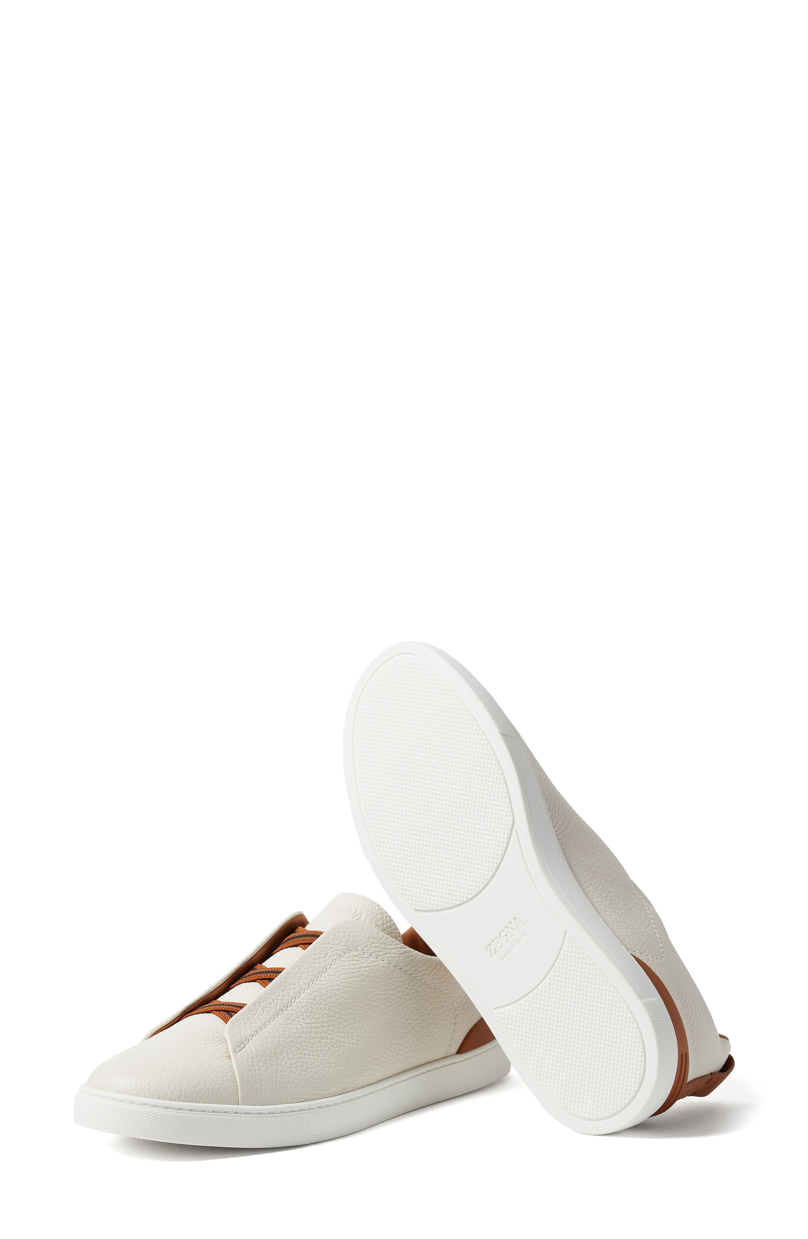 Triple Stitch™ Leather Slip-On Sneaker, Alternate, color, WHITE