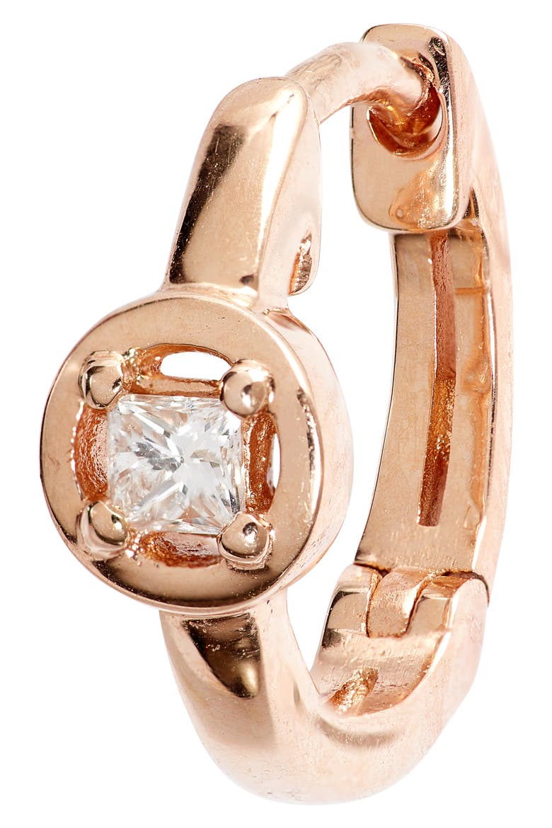 Millie Ryan Bezeled Diamond Halo Huggie Earrings, Alternate, color, ROSE GOLD/ DIAMOND