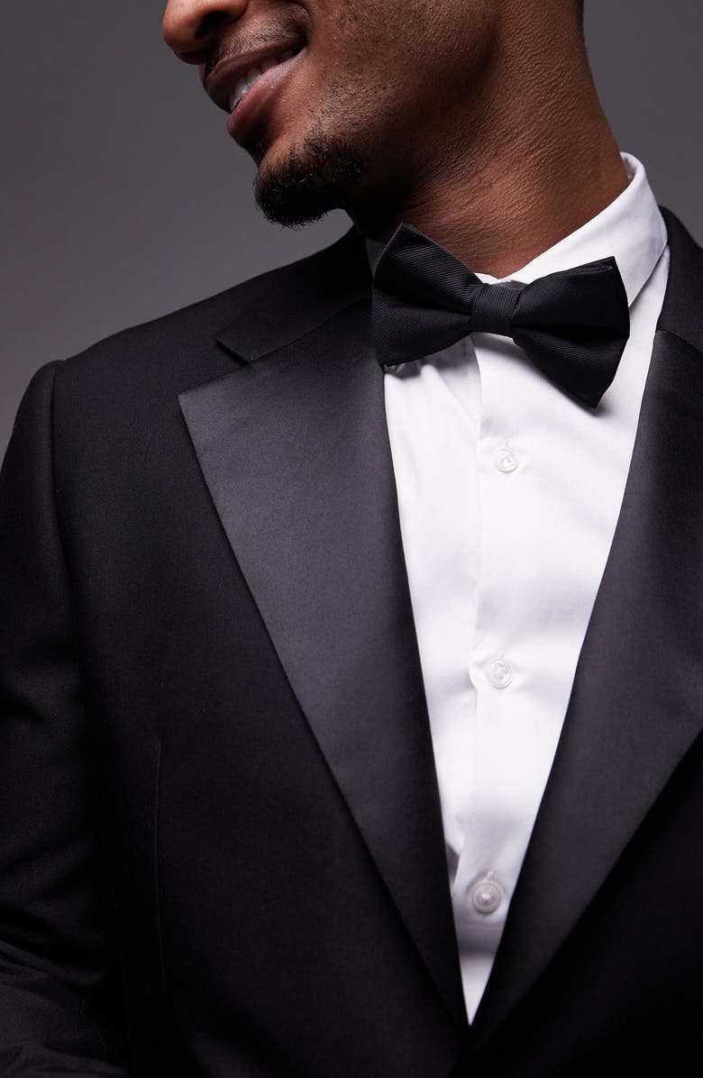 Topman Slim Fit Black Stretch Tuxedo Jacket, Alternate, color, 