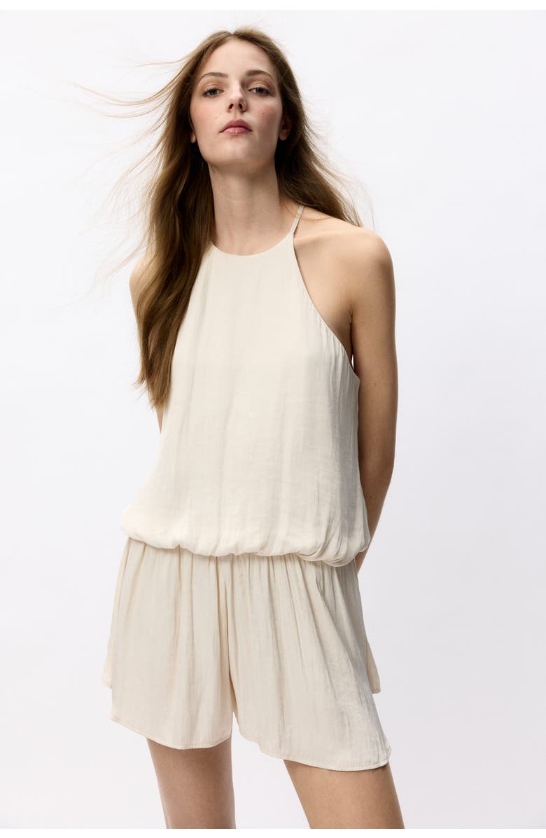 H&M Draped Playsuit, Alternate, color, Light Beige