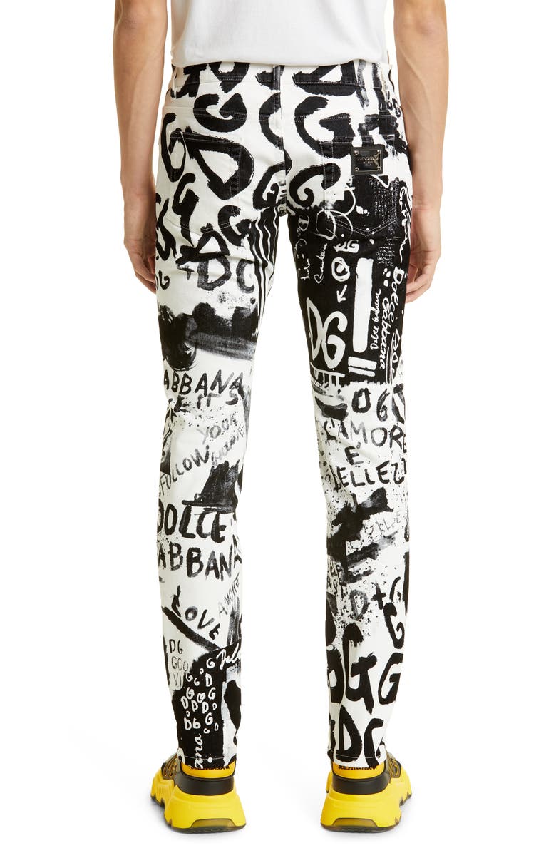 Dolce&Gabbana Graffiti Print Stretch Skinny Jeans, Alternate, color, 