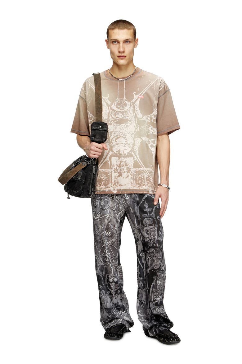 T-Boxt-T13 Bleach Print T-Shirt, Alternate, color, BROWN