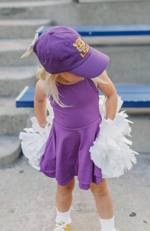 Bits & Bows Lsu Tigers Bow Baseball Hat In Purple
