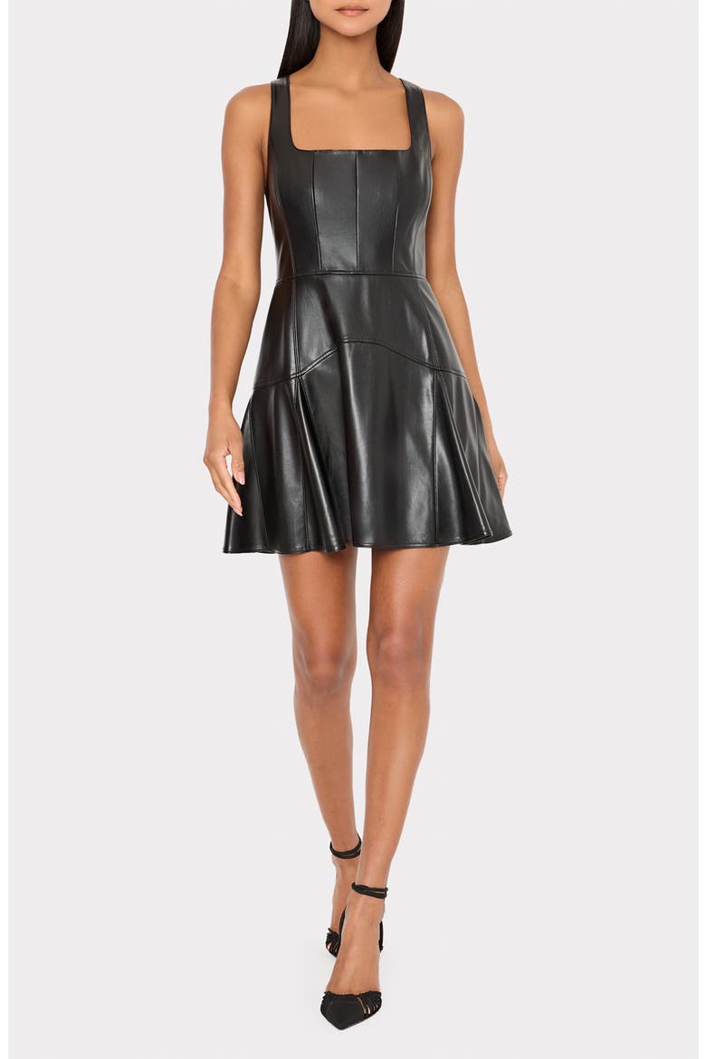 Faux Leather Minidress, Main, color, BLACK