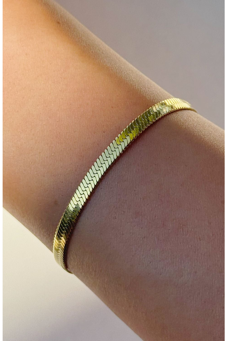 Gold Plated Herringbone Bracelet, Alternate, color, Gold