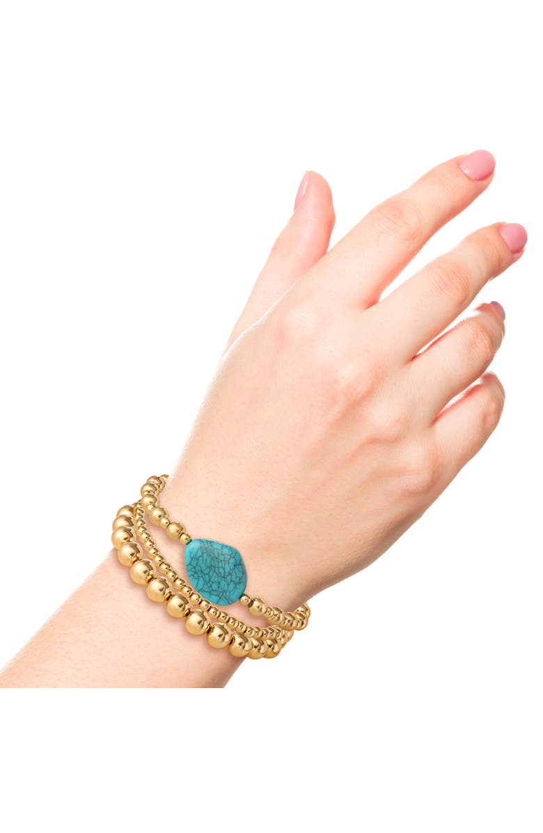 Jessica Simpson 3-Piece Beaded Stretch Bracelet Set, Alternate, color, Gold, Turquoise