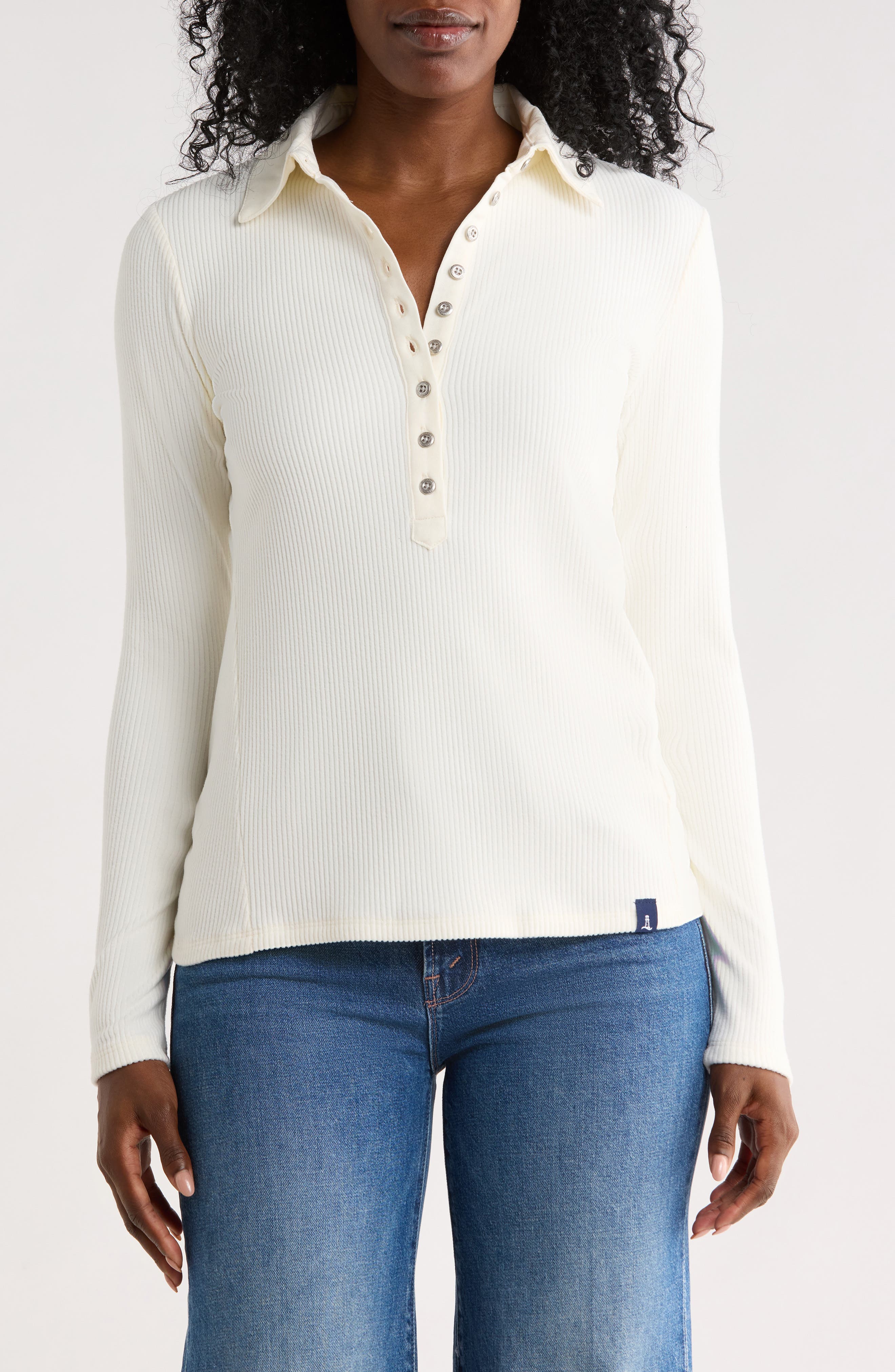 Long Sleeve Ribbed Polo