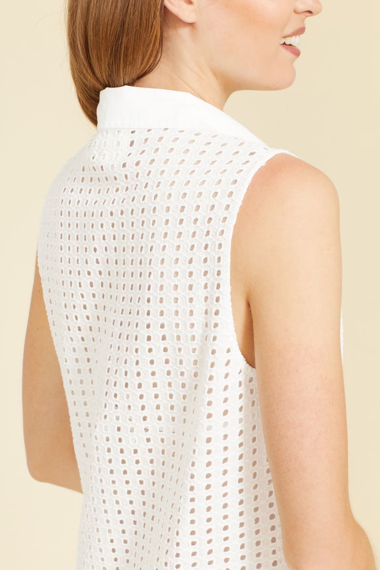 Sofia Sleeveless Shirt Dress with Slip, Alternate, color, White