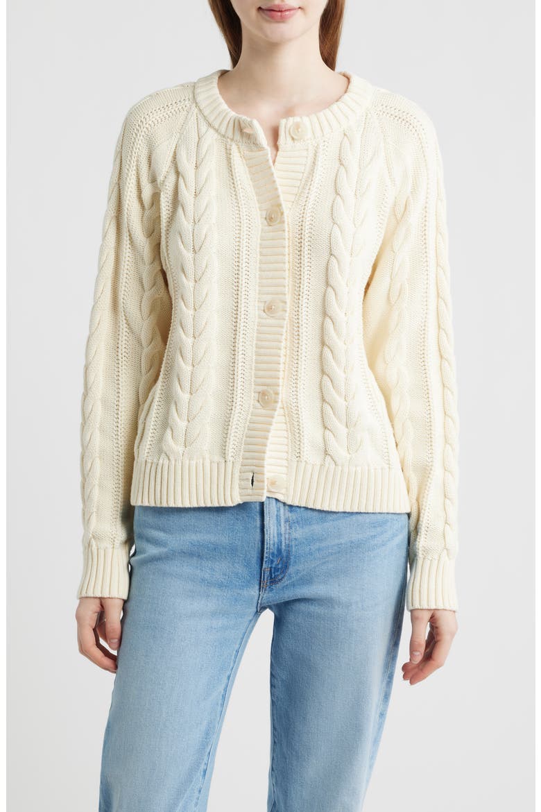 Cable Knit Cotton Cardigan, Main, color, ECRU