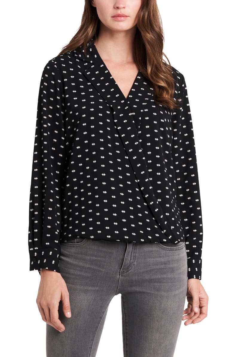 Vince Camuto Ikat Impression Wrap Front Blouse, Main, color,
