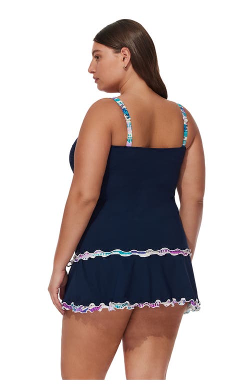 Gottex Canva Plus Size Shirred Underwire Tankini Top In Blue