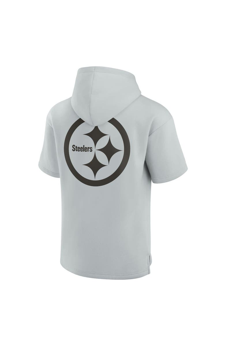 Fanatics Signature Unisex Fanatics Signature Gray Pittsburgh Steelers Elements Super Soft Fleece Short Sleeve Pullover Hoodie, Alternate, color, 