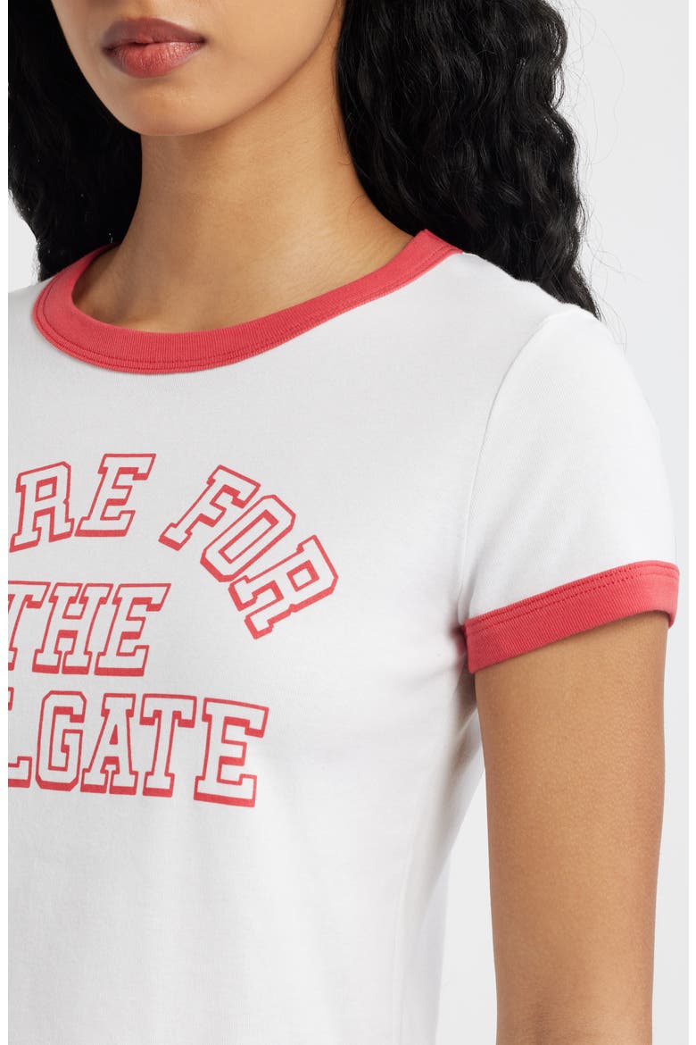 Here for the Tailgate Graphic Ringer Tee, Alternate, color, WHITE/ RED