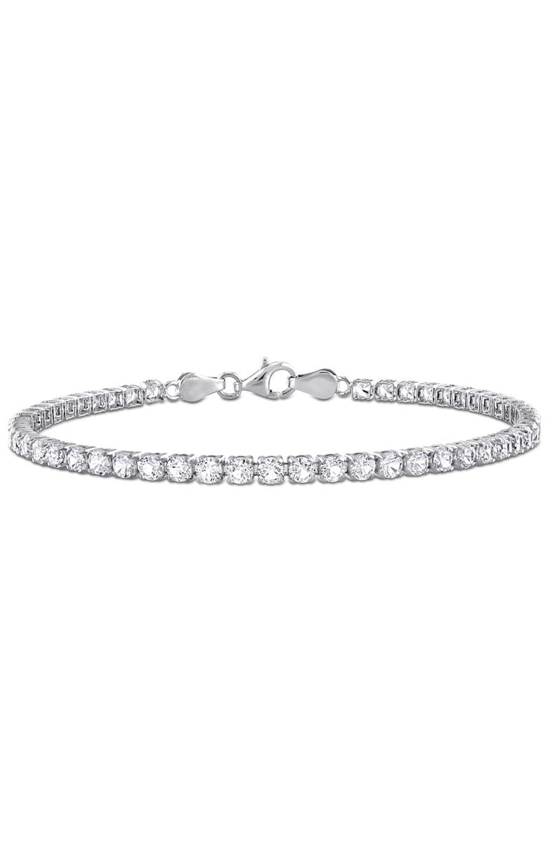 Julianna B. Gemstone Tennis Bracelet Sterling Silver, Main, color, White Sapphire/Sterling Silver
