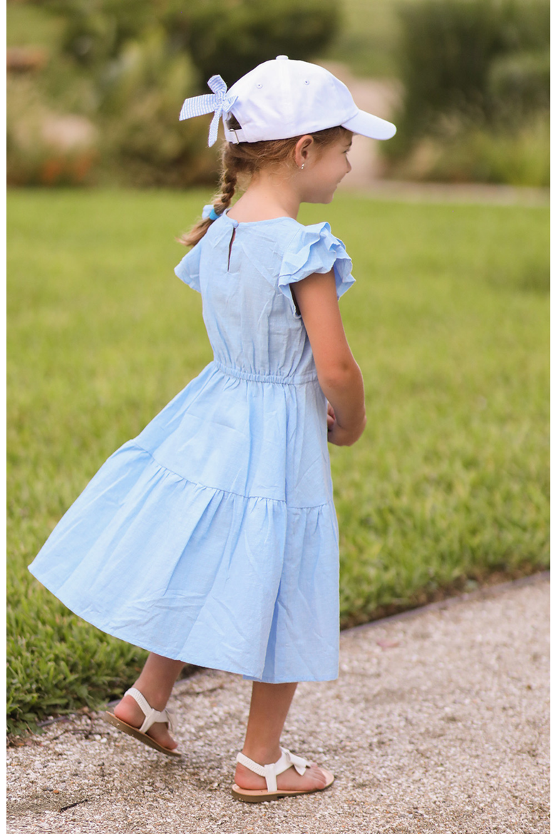 Flower Girl Bow Baseball Hat, Alternate, color, White, Blue