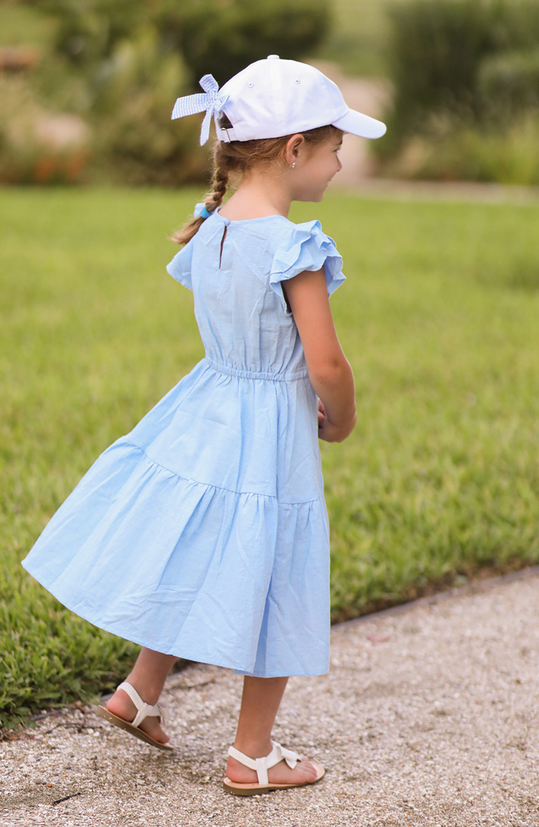 Bits & Bows Flower Girl Bow Baseball Hat, Alternate, color, White, Blue