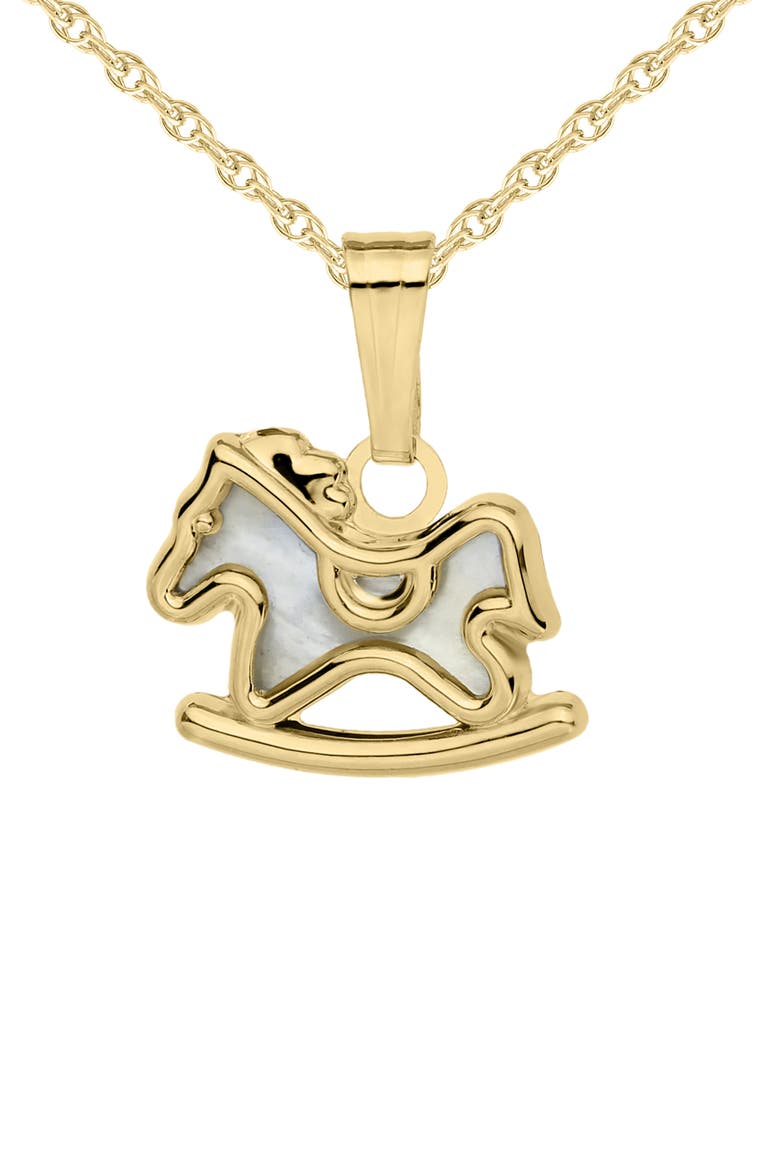 14K Gold & Mother-of-Pearl Rocking Horse Pendant Necklace, Main, color, GOLD