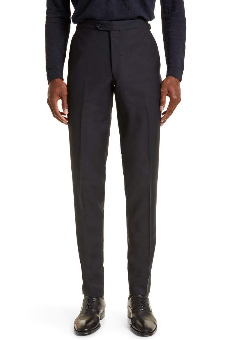 Tailored Wool Blend Tuxedo Trousers, Main, color, 5356 - MIDNIGHT